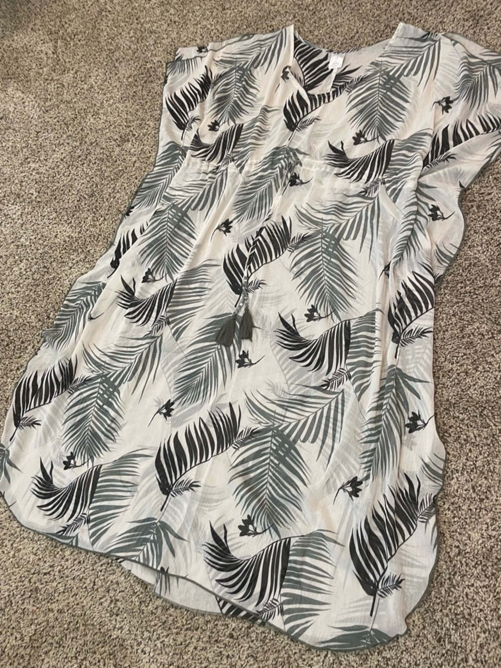Kona Sol Sage and Black Leaf-Print swim cover